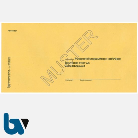 0/102-5 Postzustellungsauftrag - Äußerer Umschlag, DIN lang, ohne Fenster, haftklebend, Vorderseite | Borgard Verlag GmbH