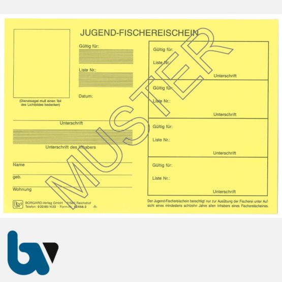 13/456-3 Jugendfischereischein Thüringen gelb Neobond Muster VS | Borgard Verlag GmbH