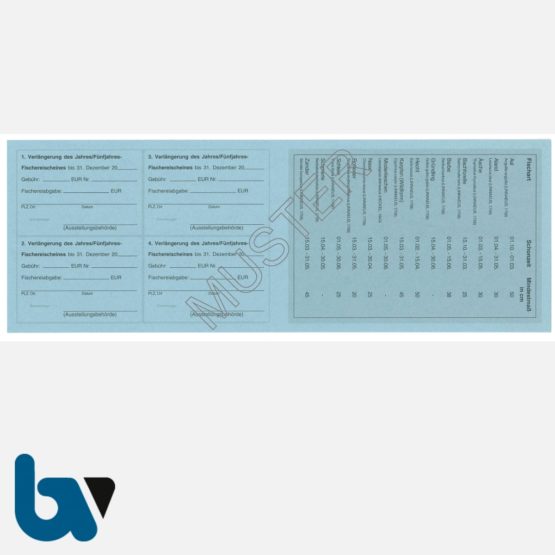 3/456-1 Jahresfischereischein Fünfjahresfischereischein Hessen blau Neobond Muster RS | Borgard Verlag GmbH