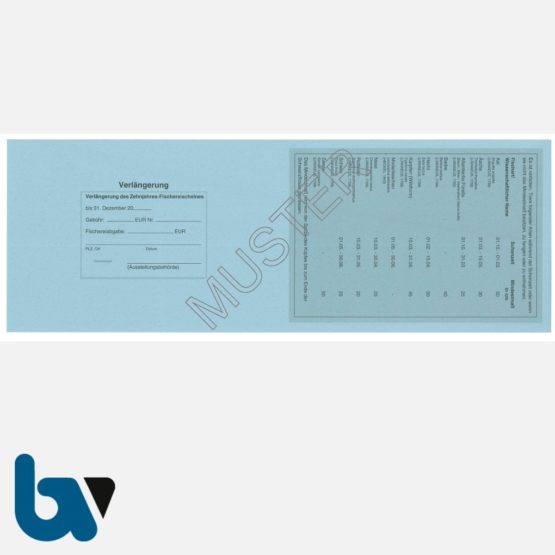 3/456-2 Zehnjahresfischereischein Hessen blau Neobond Muster RS | Borgard Verlag GmbH