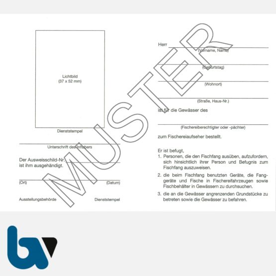 4/456-2 Ausweis für Fischereiaufseher weiß Neobond Muster RS | Borgard Verlag GmbH