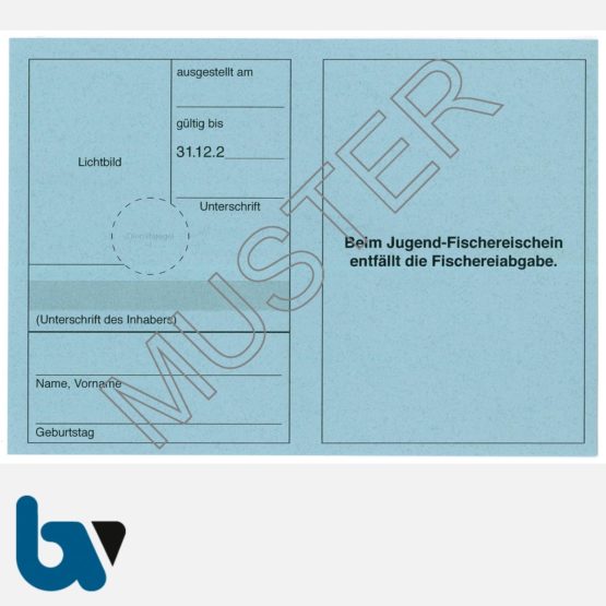 5/456-3 Jugendfischereischein BW Baden Württemberg blau Neobond Muster RS | Borgard Verlag GmbH