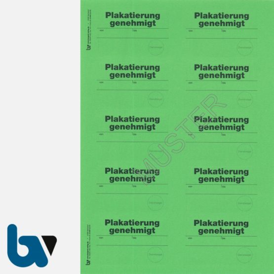 0/449-2.2 Aufkleber Plakatierung genehmigt leucht-grün 75 50 selbstklebend Bogen 10 stück DIN A4 | Borgard Verlag GmbH