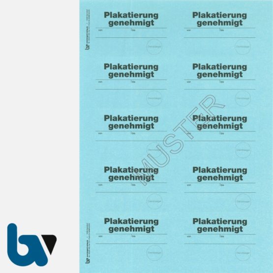 0/449-2.3 Aufkleber Plakatierung genehmigt leucht-blau 75 50 selbstklebend Bogen 10 Stück DIN A4 | Borgard Verlag GmbH