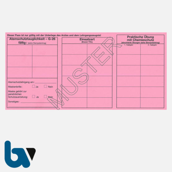 0/462-1 Atemschutzpass Atemschutzträger Feuerwehr rosa Neobond RS | Borgard Verlag GmbH
