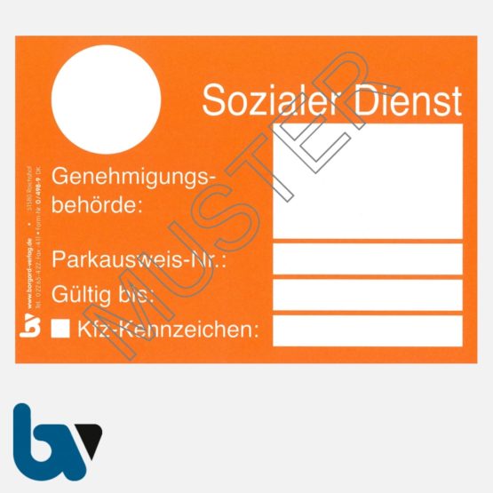 0/498-9 Parkausweis sozialer Dienst orange DIN A6 Karton VS | Borgard Verlag GmbH