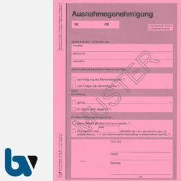 0/499-2 Ausnahmegenehmigung 46 Straßenverkehrsordnung StVO Befreiung Gurtpflicht Helmpflicht Neobond DIN A5 2-fach | Borgard Verlag GmbH