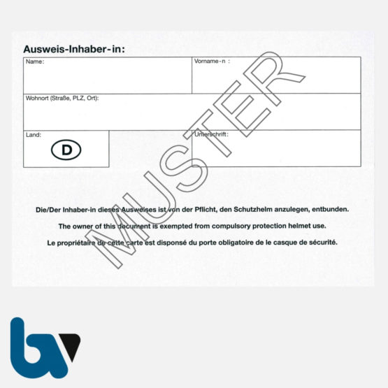 0/499-3 Ausweis Ausnahmegenehmigung 46 Straßenverkehrsordnung StVO Befreiung Gurtpflicht Karte DIN A6 RS | Borgard Verlag GmbH