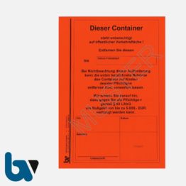 2/442-18 Aufkleber Aufforderung Entfernung Container selbstklebend Rheinland-Pfalz Landesstraßengesetz Abfall DIN A5 VS | Borgard Verlag GmbH