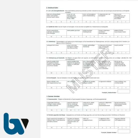 0/163-2 Beurteilung Auszubildende Verwaltung Doppelbogen DIN A4 Seite 2 | Borgard Verlag GmbH