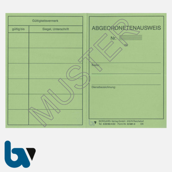 0/481-3 Ausweis Abgeordnete grün Neobond DIN A6-A7 VS | Borgard Verlag GmbH