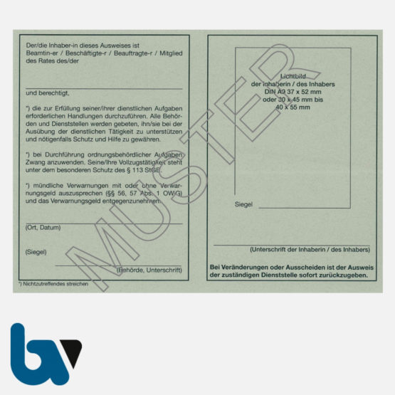 0/481-A Dienstausweis Allgemein neutral grau Strafgesetzbuch StGB Ordnungswidrigkeit Neobond DIN A6-A7 RS | Borgard Verlag GmbH