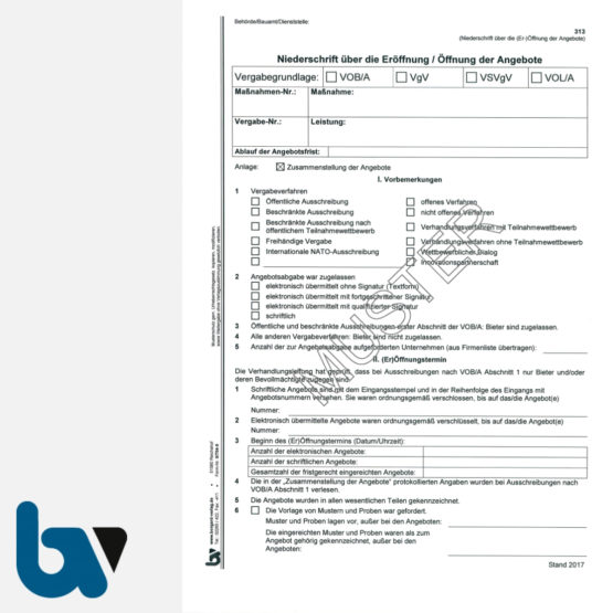 0/704-9 Verdingungsverhandlung Niederschrift Ausschreibung Submission VOB VOL VgV VSVgV Doppelbogen DIN A4 Seite 1 | Borgard Verlag GmbH