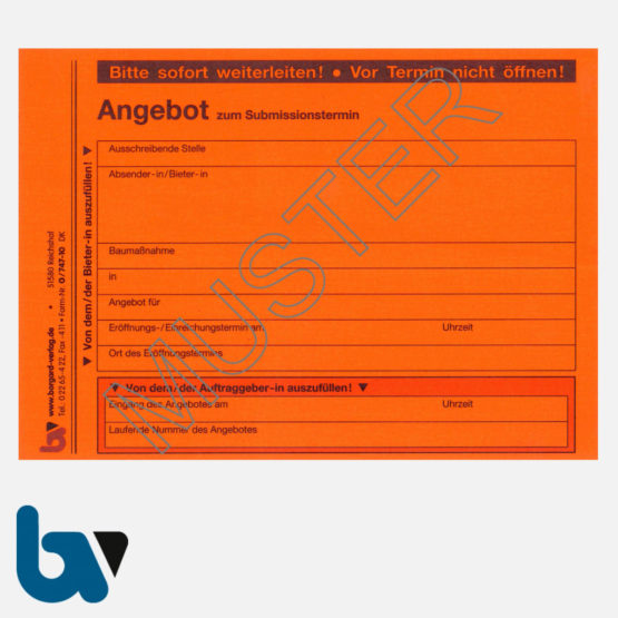 0/747-10 Angebotsaufkleber Kennzettel Submission Ausschreibung VOB VOL rot selbstklebend DIN A6 | Borgard Verlag GmbH