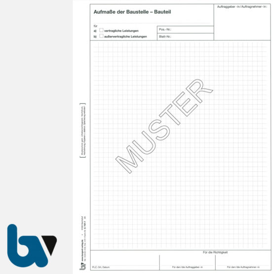 0/707-7 Bauaufmassblock Baustelle Bauteil selbstdurchschreibend 3-fach Einschlagdeckel Durchschreibeschutz Schreibschutzdeckel perforiert DIN A4 Seite 1 | Borgard Verlag GmbH