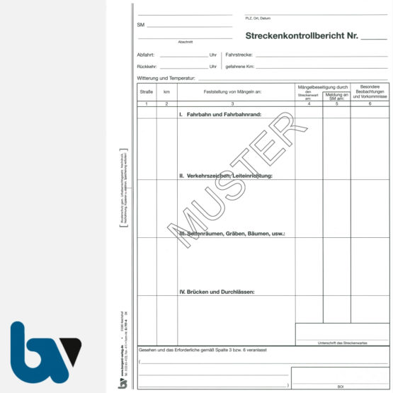 0/717-4 Streckenkontrollbericht Mängelmeldung selbstdurchschreibend Einschlagdeckel Durchschreibeschutz Schreibschutzdeckel perforiert DIN A4 Seite 1 | Borgard Verlag GmbH