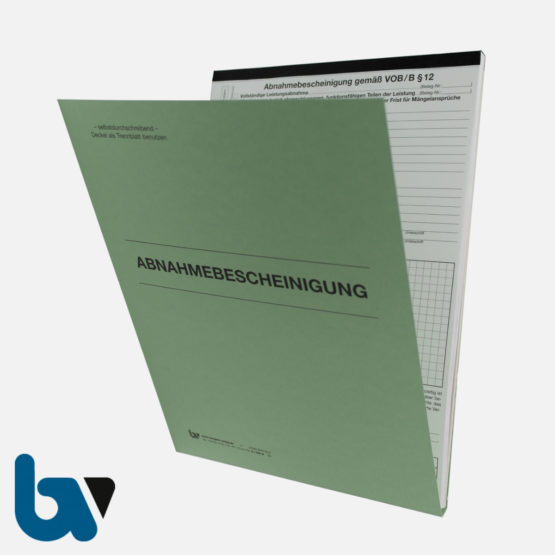 0/796-8 Abnahmebescheinigung VOB Vergabe Vertragsordnung Bauleistung selbstdurchschreibend Einschlagdeckel Durchschreibeschutz Durchschreibeverfahren DIN A4 Vorderseite | Borgard Verlag GmbH