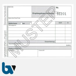 0/812-12.1 Quittung Empfangsbescheinigung Kasse Bar Zahlung selbstdurchschreibend 3-fach Schreibschutzdeckel Nummerierung fortlaufend DIN A6 S 1 | Borgard Verlag GmbH