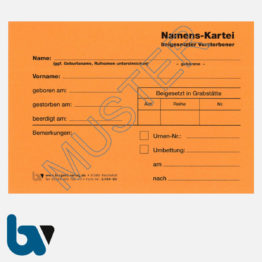 3/149-1 Namens Kartei Beigesetzte Verstorbene Karteikarte Friedhof Verwaltung orange DIN A6 | Borgard Verlag GmbH