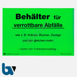 3/182-1 Aufkleber Behälter verrottbare Abfälle Friedhof Verwaltung grün selbstklebend DIN A4 | Borgard Verlag GmbH
