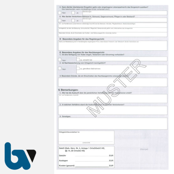 3/185-8a Sterbefallsanzeige Sterbefallanzeige Ortsgericht Hessen Muster amtlich Solo DIN A4 Seite 4 | Borgard Verlag GmbH