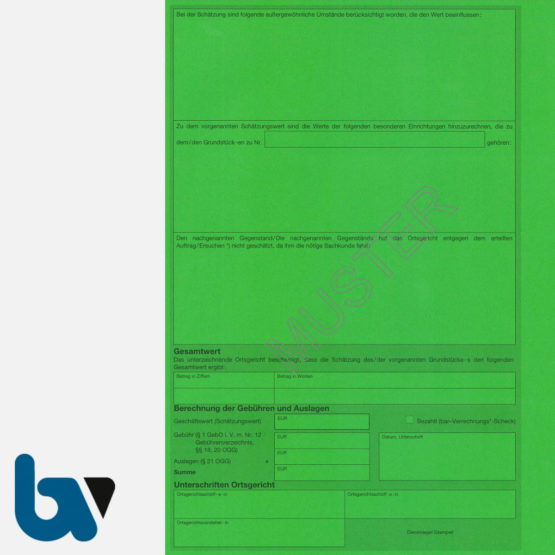 3/186-2 Schätzungsurkunde Ortsgericht Hessen Grundstück Wohnungseigentum Inventar mit Durchschrift Kopie grün DIN A4 Seite 4 | Borgard Verlag GmbH