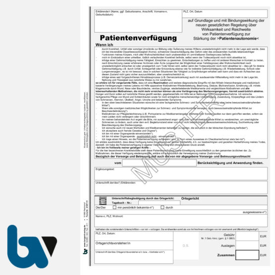 3/187-11 Patientenverfügung Kurzfassung Ortsgericht Hessen DIN A4 | Borgard Verlag GmbH