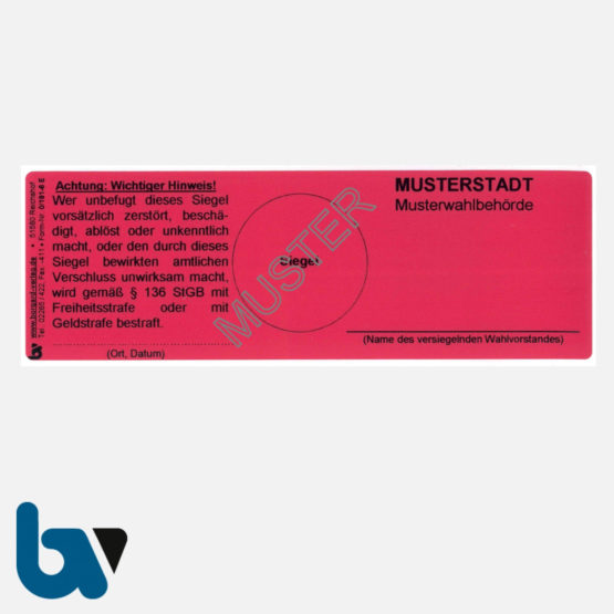 0/191-6 Sicherheitsiegel Sicherheitsetikett Sicherheitsfolie Verschluss manipulationssicher Void Effekt rückstandsfrei Ablösung wetterfest rot 150 50 mm Muster 06 | Borgard Verlag GmbH