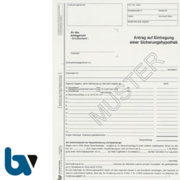 0/855-1.1 Antrag Eintragung Sicherungshypothek Amtsgericht Grundbuchamt Abgaben Zwangsversteigerung Paragraph 10 ZVG 4-fach selbstdurchschreibend DIN A4 Blatt 1 | Borgard Verlag GmbH