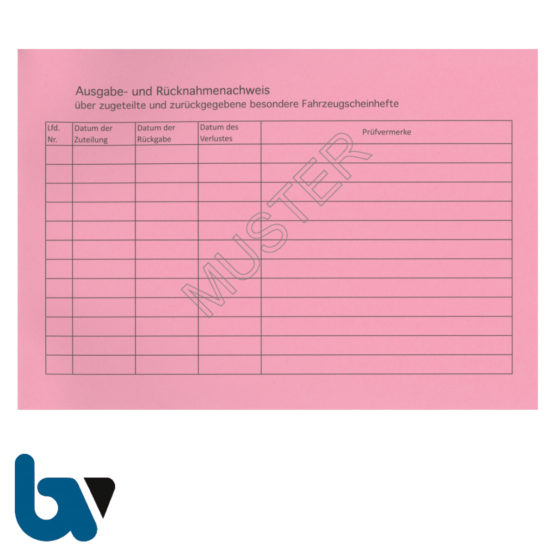 403.1.1 Nachweisheft Fahrten rot Kennzeichen Paragraph 16 FZV Ausgabe Rücknahme 320 Eintragungen 32 Seiten geheftet DIN A5 Seite 3 | Borgard Verlag GmbH