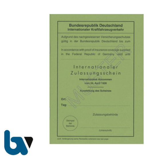 406 Internationaler Zulassungsschein Abkommen 1926 Vertragsstaaten Neobond grün 38 Seiten geheftet DIN A6 Vorderseite | Borgard Verlag GmbH