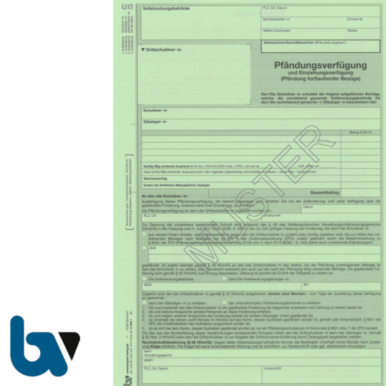 4/815-1 Pfändung Einziehung Verfügung Lohn Gehalt fortlaufende Bezüge Niedersachsen ZPO NVwVG 4-fach selbstdurchschreibend DIN A4 Vorderseite | Borgard Verlag GmbH