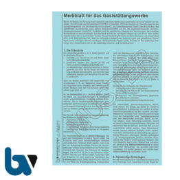 0/438-5 Merkblatt Gaststätte Gewerbe Gaststättengesetz Gewerbeordnung Jugendschutz Infektionsschutz Karton Heft DIN A5 Vorderseite | Borgard Verlag GmbH