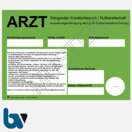 1/498-9.1 Parkausweis Arzt Ärzte 46 Straßenverkehrsordnung StVO Nordrhein Westfalen NRW grün DIN A5 | Borgard Verlag GmbH