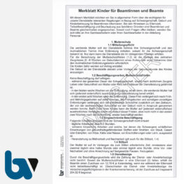 0/115-27 Merkblatt Beamt Mutterschutz Elternzeit Teilzeit Beurlaubung DIN A4 Seite 1 | Borgard Verlag GmbH