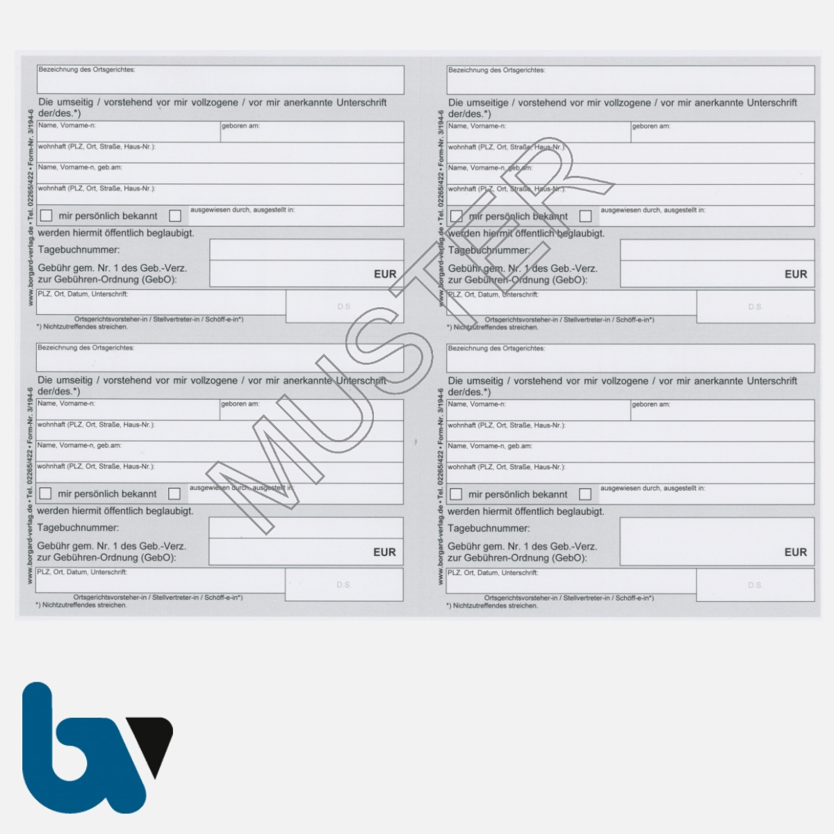 3/194-6.1 Beglaubigungsaufkleber Beglaubigung Aufkleber Kopie Urschrift Ortsgericht Hessen selbstklebend 4 fach DIN A6 Neu | Borgard Verlag GmbH